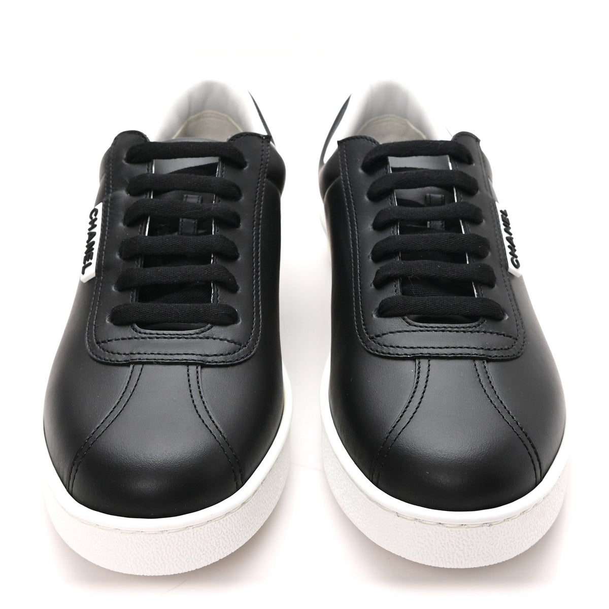 Chanel Calfskin Women's CC Sneakers 39.5 Black