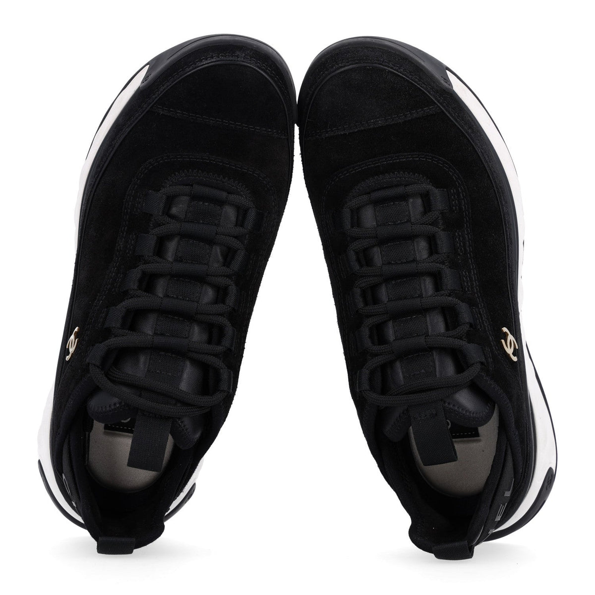 Chanel Suede Calfskin Nylon Grosgrain CC Women's Sneakers Black