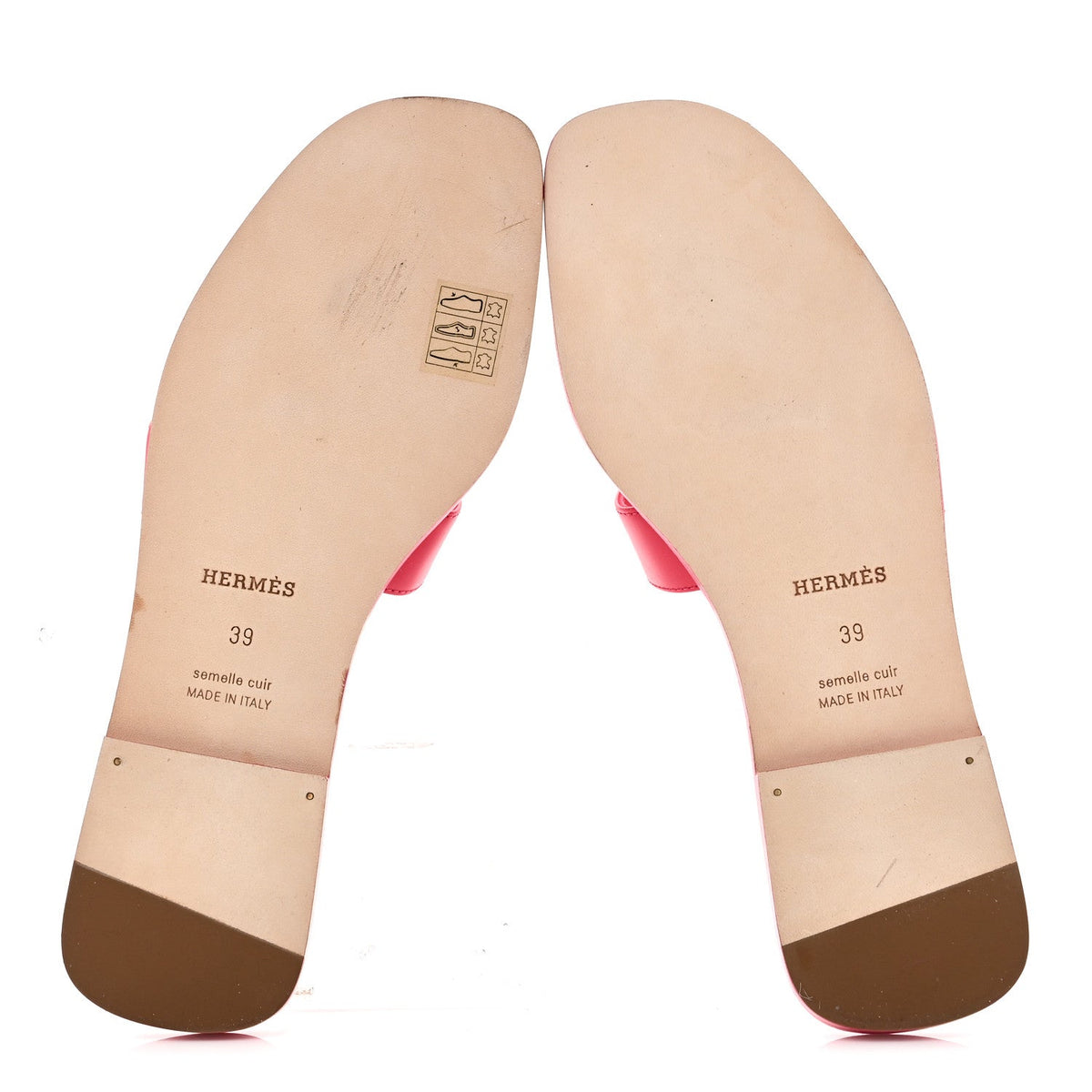 Hermes Epsom Calfskin Women's Oran Sandals 38.5 Rose Mexico