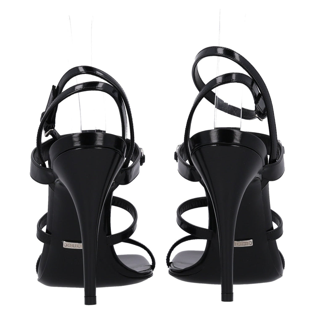 Gucci Nappa Women's Regent Strappy Horsebit Sandals 39.5 Black