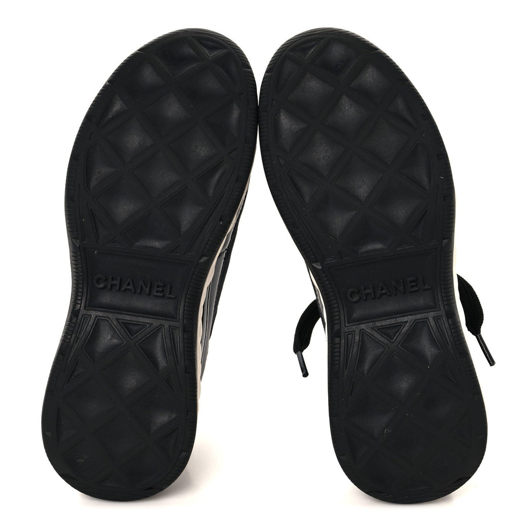 Chanel Velvet Calfskin Mixed Fibers Women's CC Sneakers 36 Black