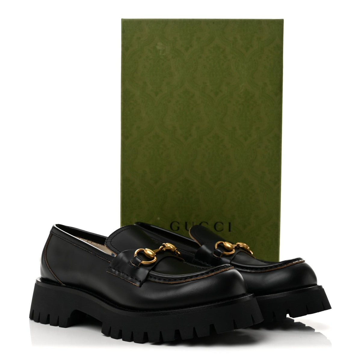 Gucci Cordovan Lux Women's Harald Horsebit 25mm Platform Loafers 37.5 Black
