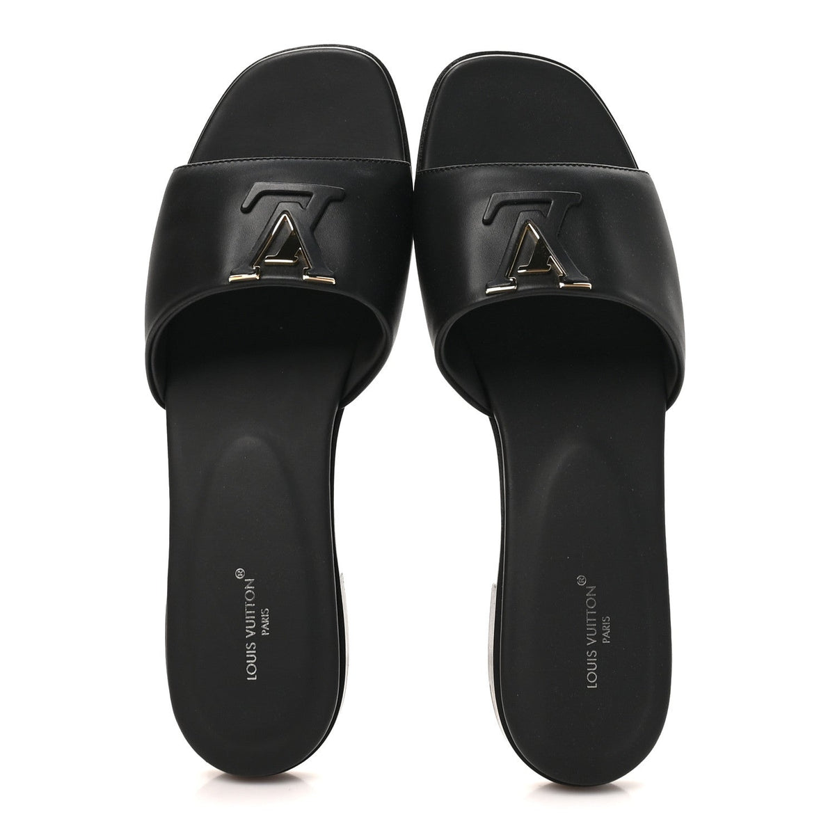 Louis Vuitton Calfskin Women's LV Mare Flat Mules 37.5 Black