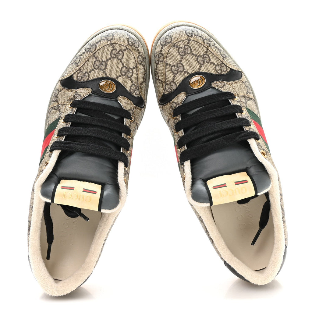 Gucci GG Supreme Calfskin Men's Screener Sneakers 9.5 Beige