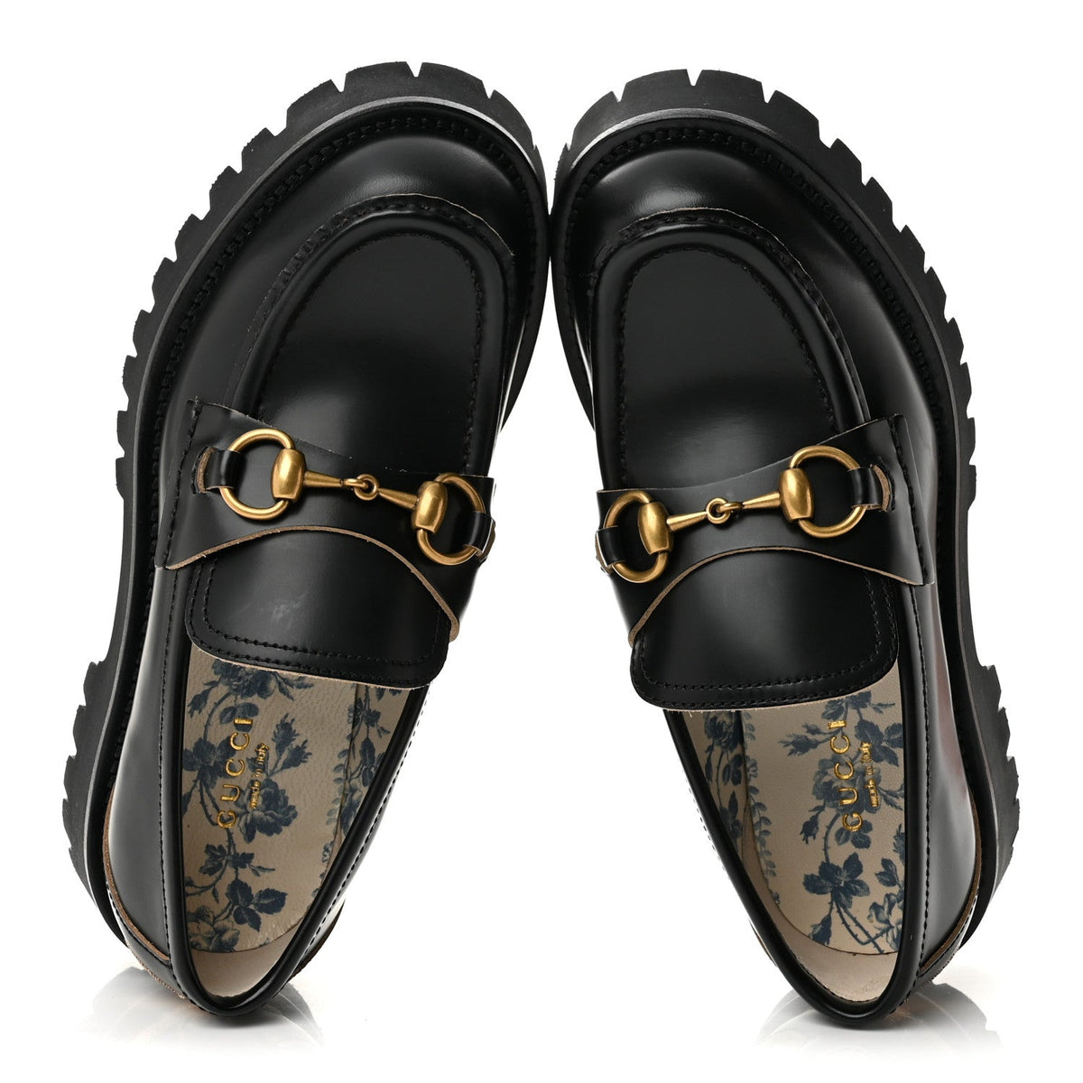 Gucci Cordovan Lux Women's Harald Horsebit Platform Loafers 35.5 Black