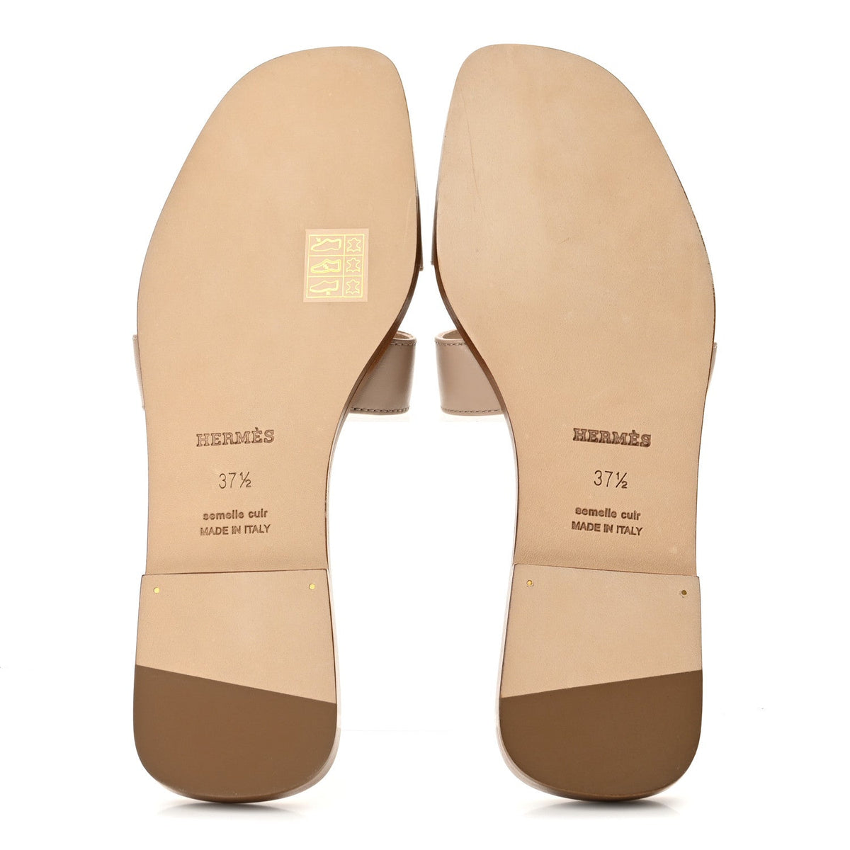 Hermes Box Calfskin Oran Women's Sandals Camel