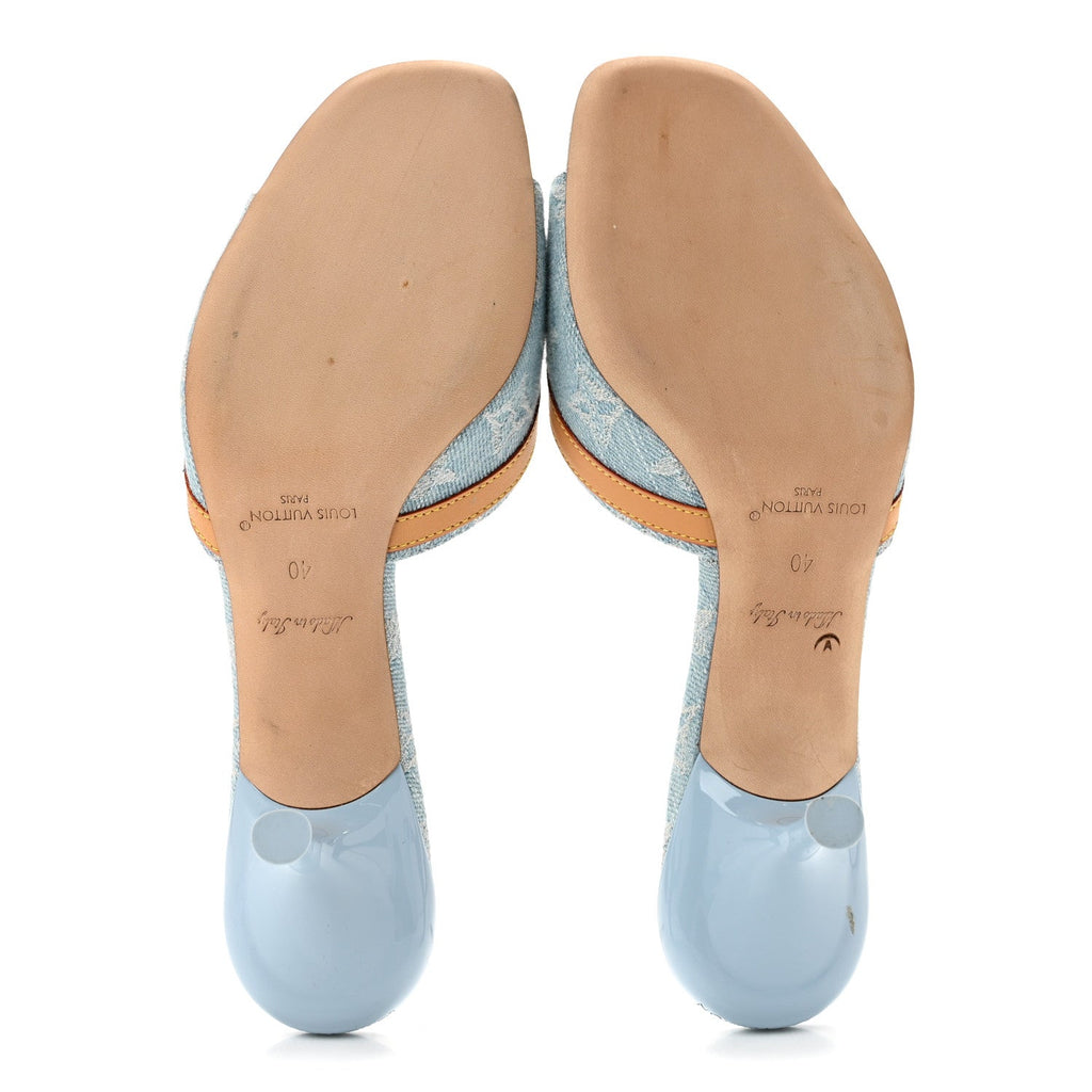 Louis Vuitton Monogram Denim Women's 6AM Mules 40 Light Blue