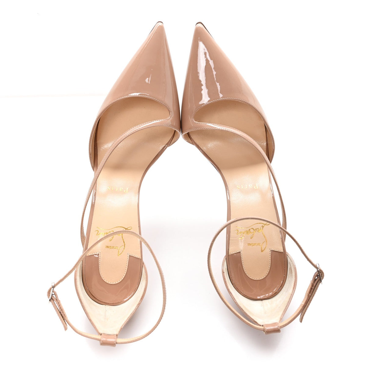 Christian Louboutin Patent Women's Fliketta 100 Pumps 39 Nude