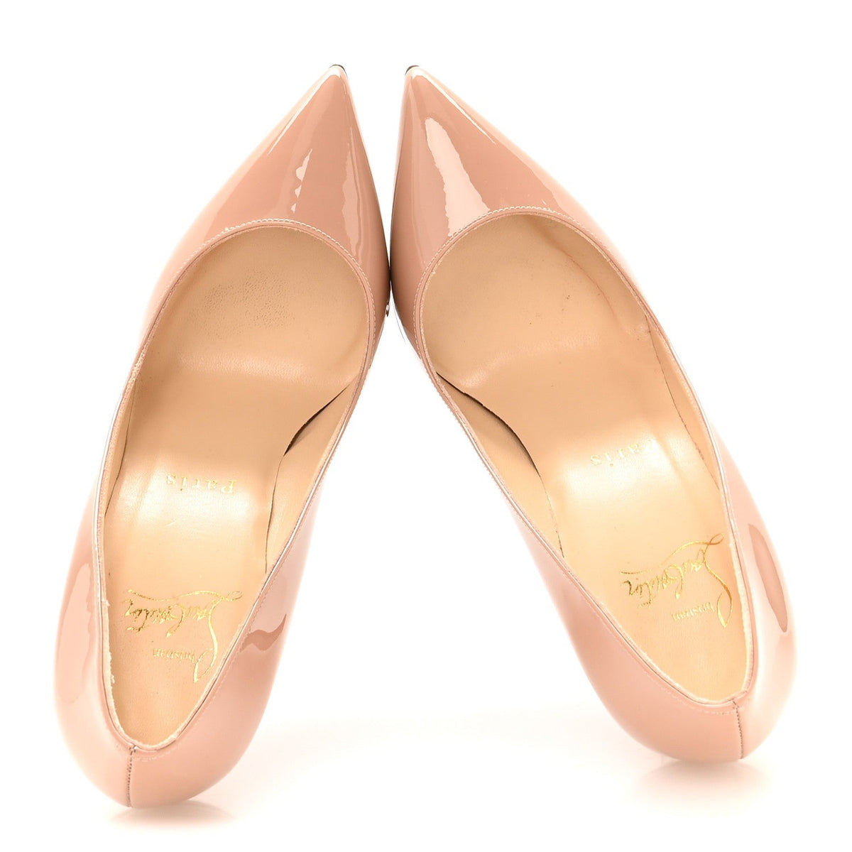 Christian Louboutin Patent Women's Pigalle 100 Pumps 35 Nude