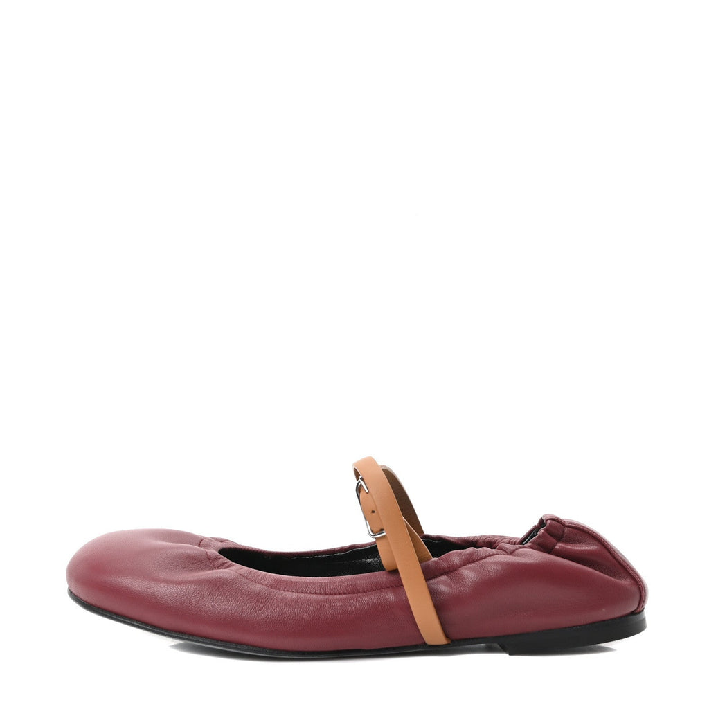 Hermes Nappa Women's Jolly Ballet Flats 38.5 Rouge H Naturel