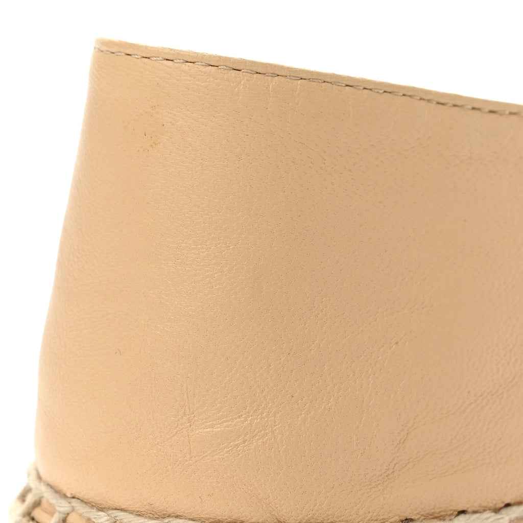 Chanel Lambskin Women's CC Espadrilles 36 Beige Black