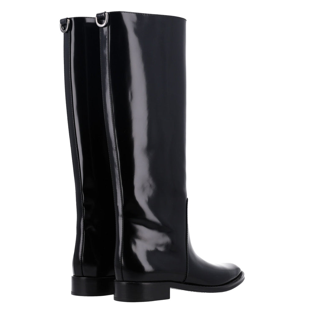 Saint Laurent Vitello Ruinart Women's Hunt 25 Boots 37.5 Black