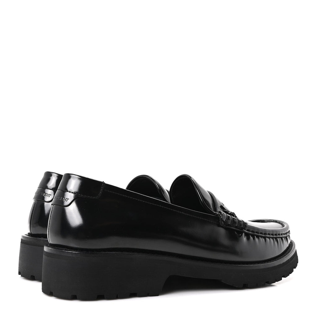 Saint Laurent Glazed Calfskin Men's Master Le Loafer 15 Moccasins 43 Black