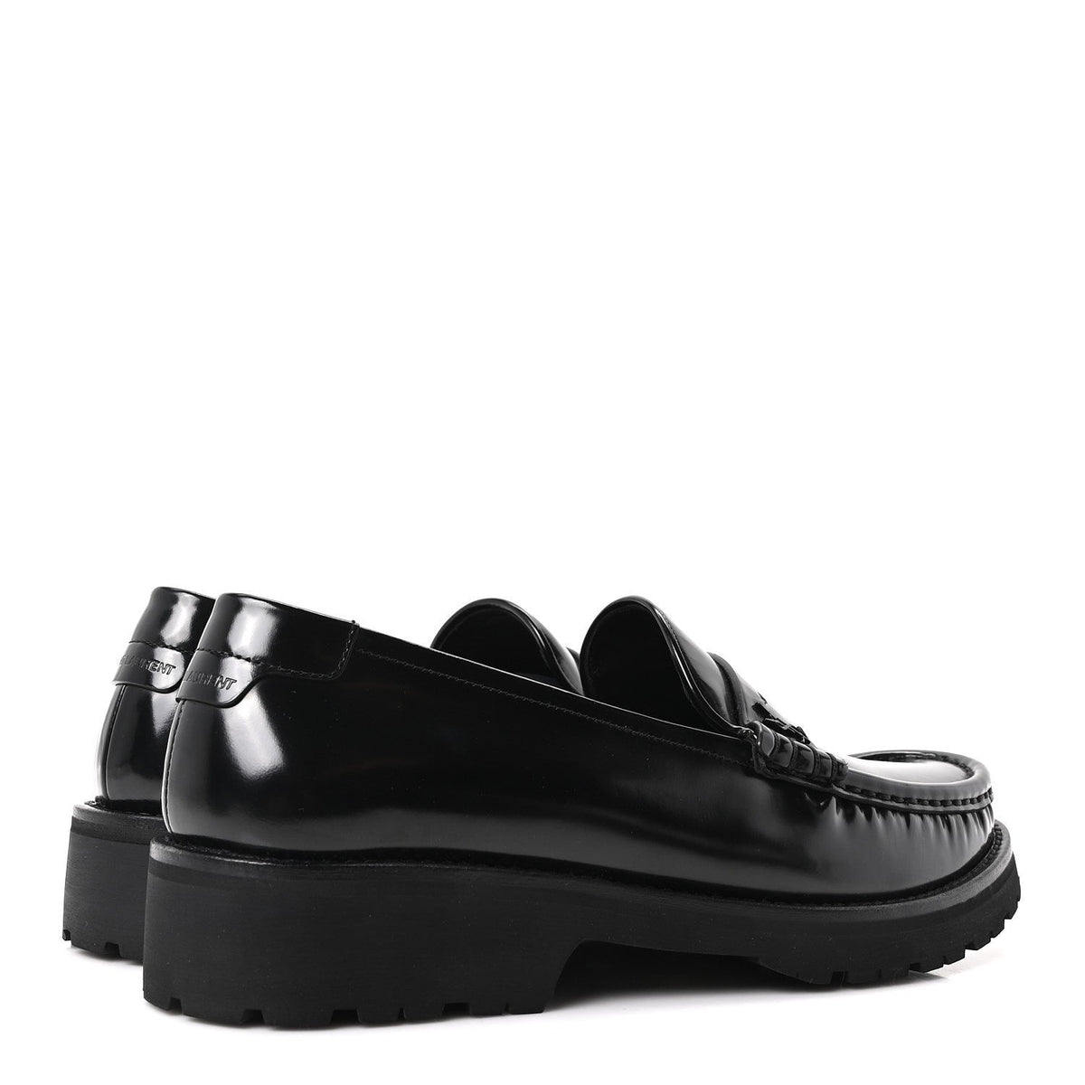 Saint Laurent Glazed Calfskin Men's Master Le Loafer 15 Moccasins 43 Black
