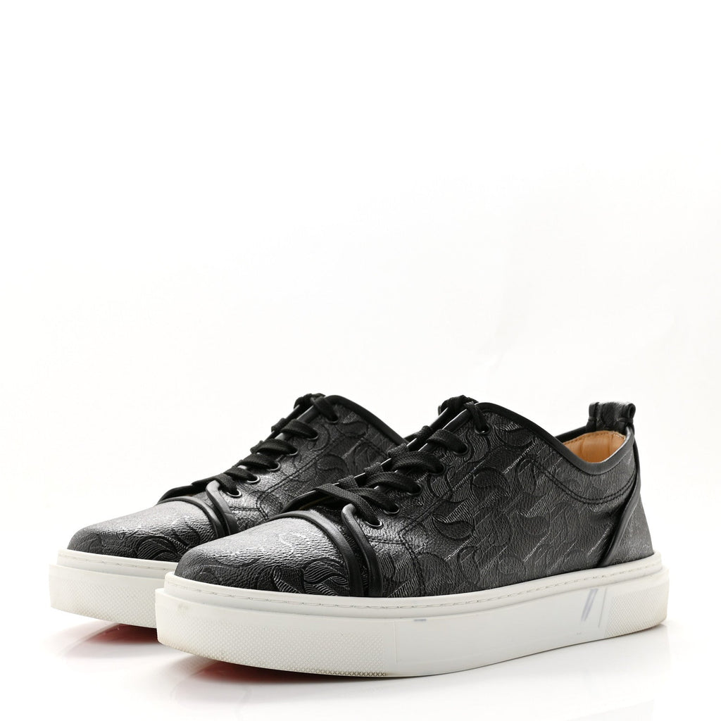 Christian Louboutin Toile Monogram Nappa Men's Adolon Junior Flat Sneakers 42 Black