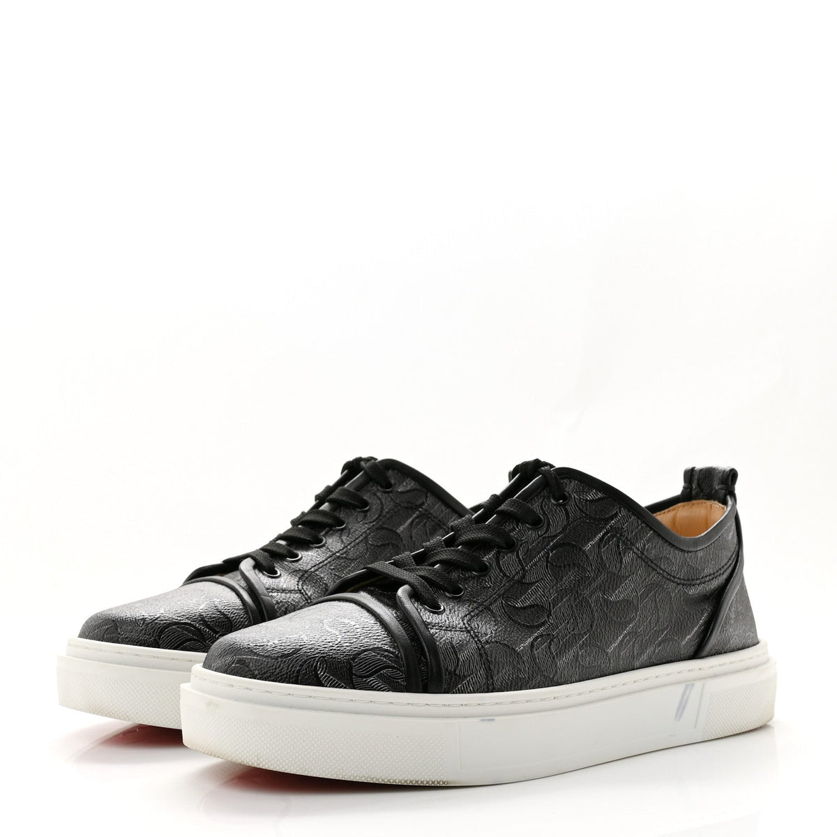 Christian Louboutin Toile Monogram Nappa Men's Adolon Junior Flat Sneakers 42 Black