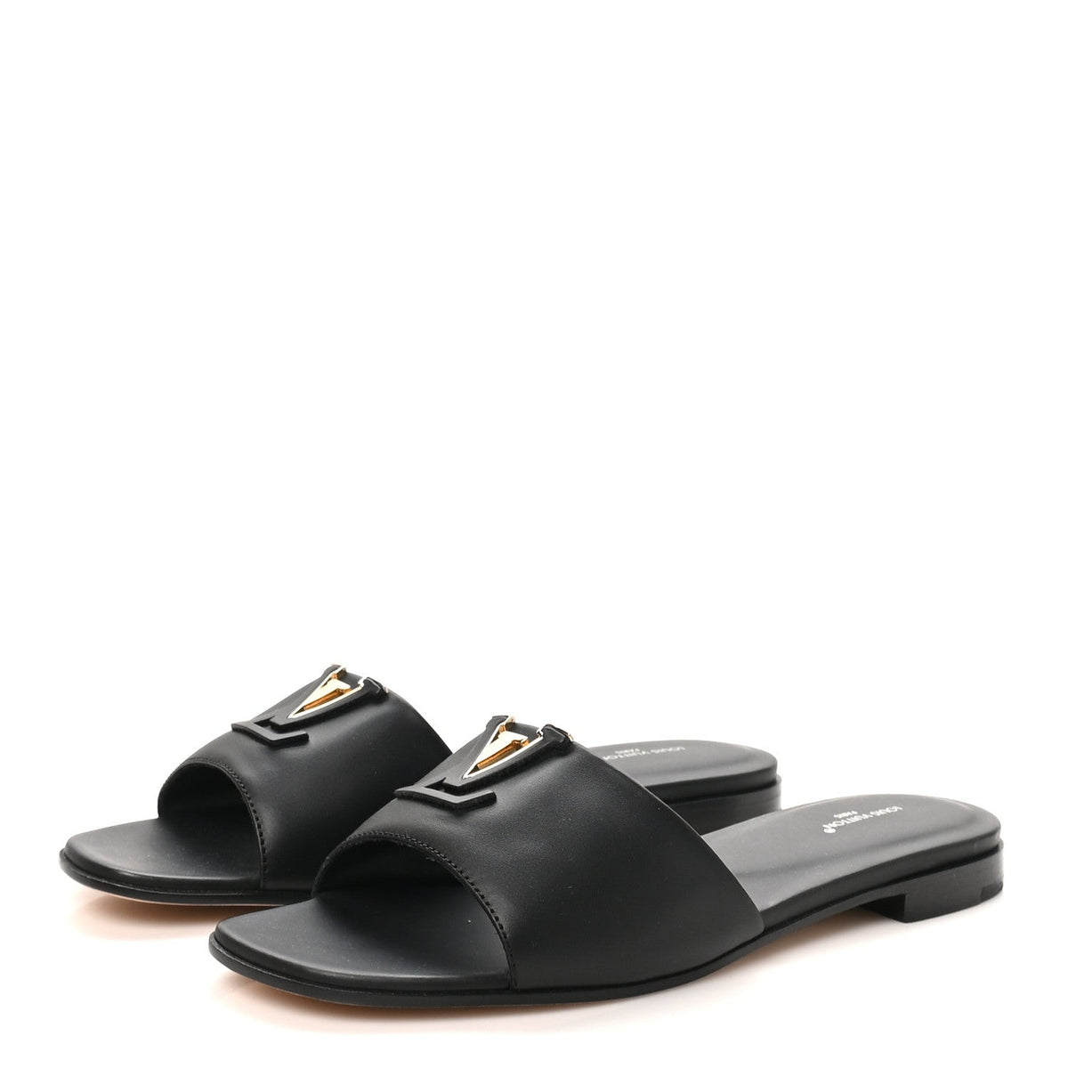 Louis Vuitton Calfskin Women's LV Mare Flat Mules 37.5 Black