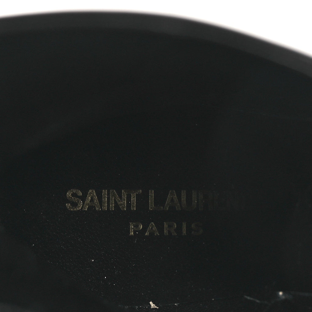 Saint Laurent Glazed Calfskin Women's Opyum Ankle Boots 36 Black