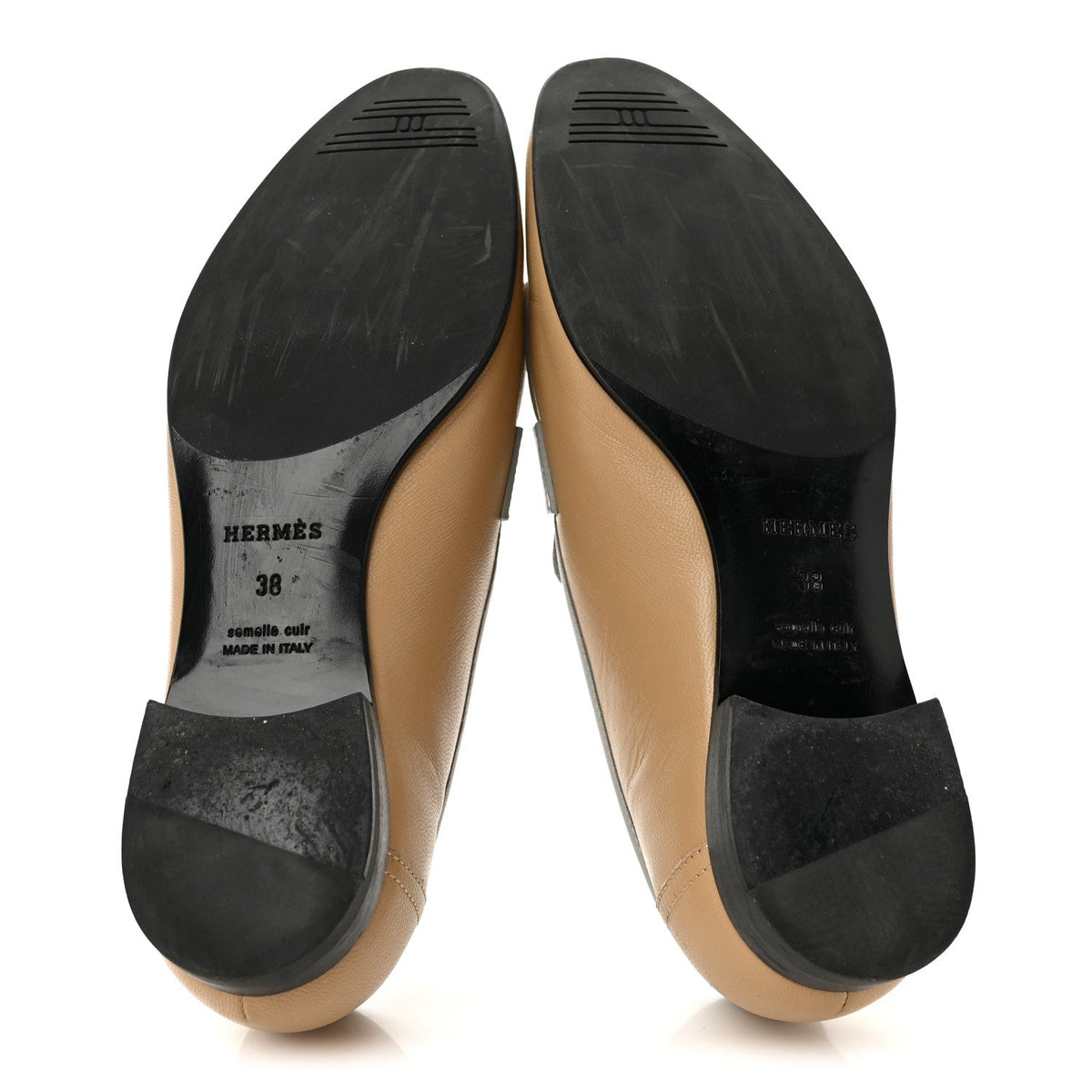 Hermes Goatskin Women's Royal Loafers 38 Beige Albinos