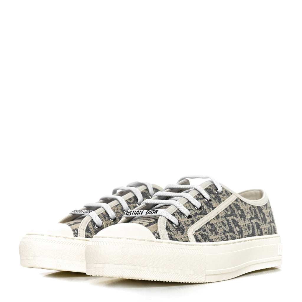 Christian Dior Oblique Raffia Effect Women's Walk'N'Dior Low Top Sneakers 37 Blue