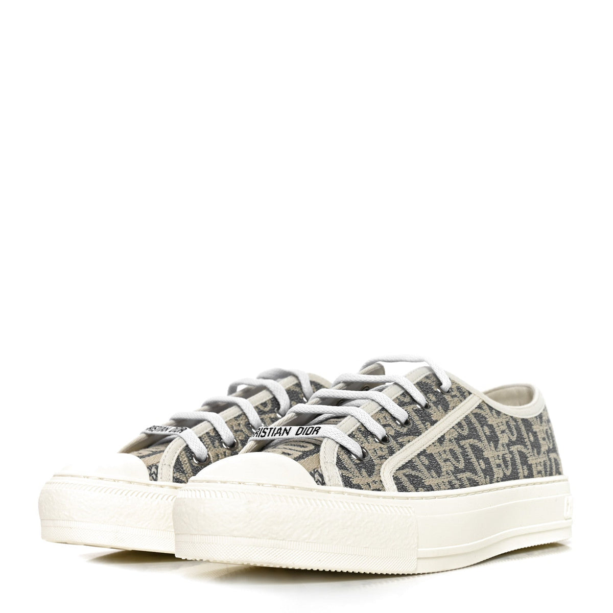 Christian Dior Oblique Raffia Effect Women's Walk'N'Dior Low Top Sneakers 37 Blue