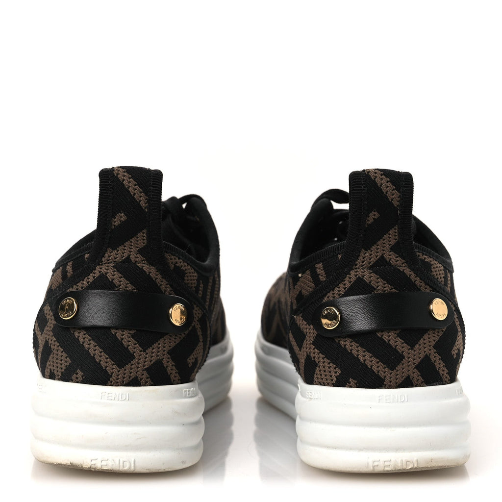 Fendi Fabric Women's FF Rise Low Top Sneakers 36.5 Tobacco Black