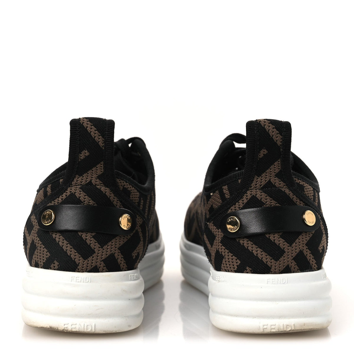 Fendi Fabric Women's FF Rise Low Top Sneakers 36.5 Tobacco Black