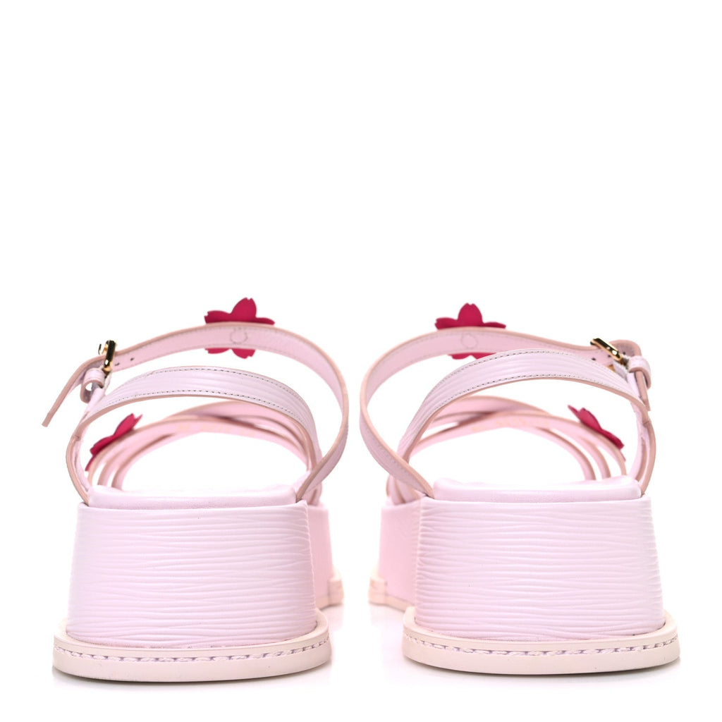 Louis Vuitton Calfskin Women's LV X TM Maya Flatform Sandals 40 Light Pink