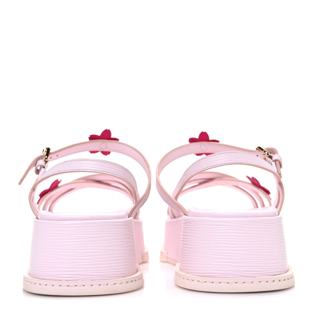 Louis Vuitton Calfskin Women's LV X TM Maya Flatform Sandals 40 Light Pink