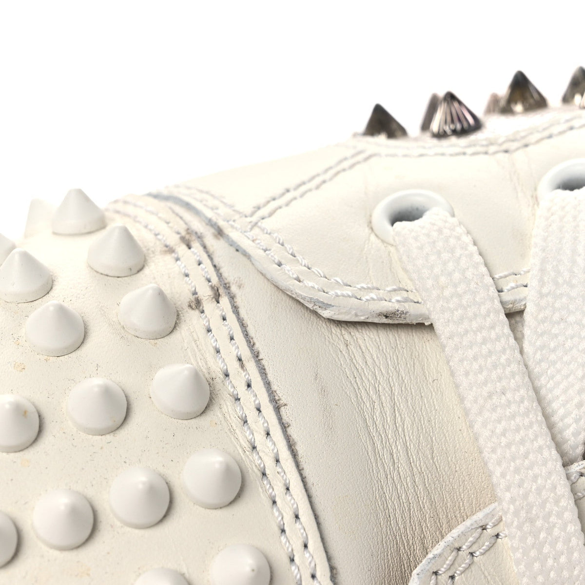 Christian Louboutin Nappa Laminato Men's Yang Louis Flat Sneakers 45 Latte Silver