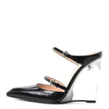 Gucci Calfskin Women's Regent Wedge Mules 36 Black