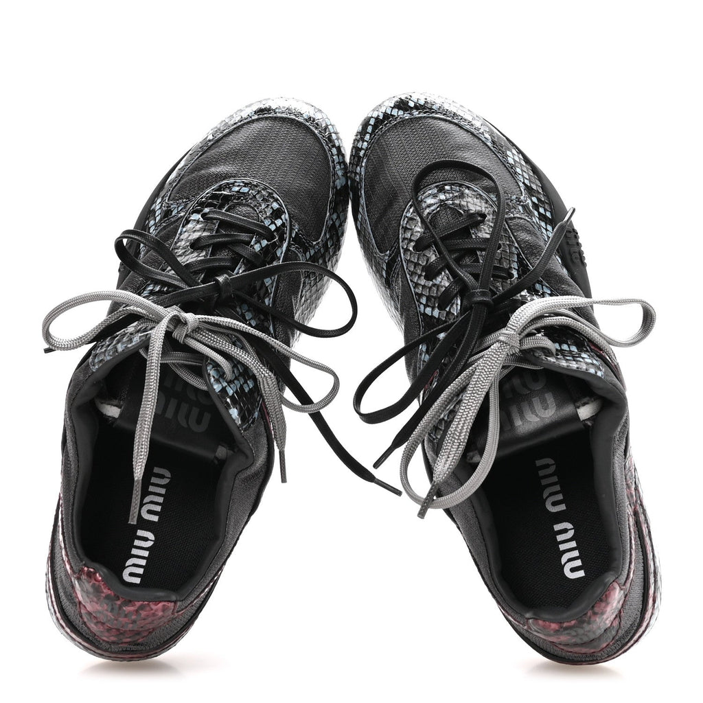 Miu Miu Nylon Ayers Women's Gymnasium Sneakers 38 Blue Multicolor