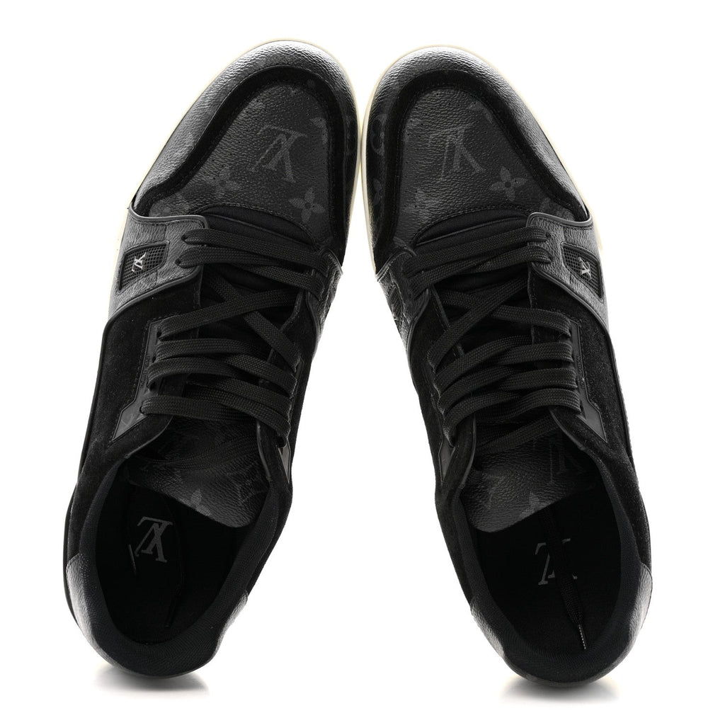 Louis Vuitton Monogram Eclipse Men's LV Trainer Sneakers 10 Black
