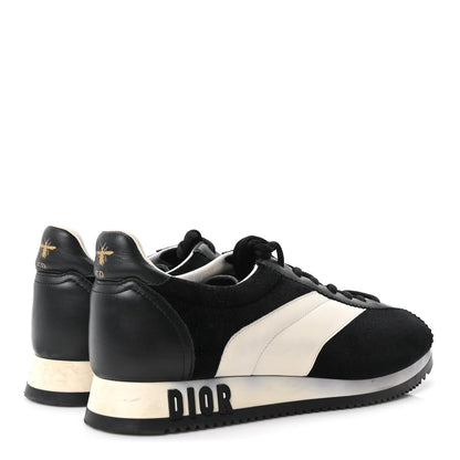 Christian Dior Velvet Calfskin Women's Diorun Sneakers 37.5 Black Off White