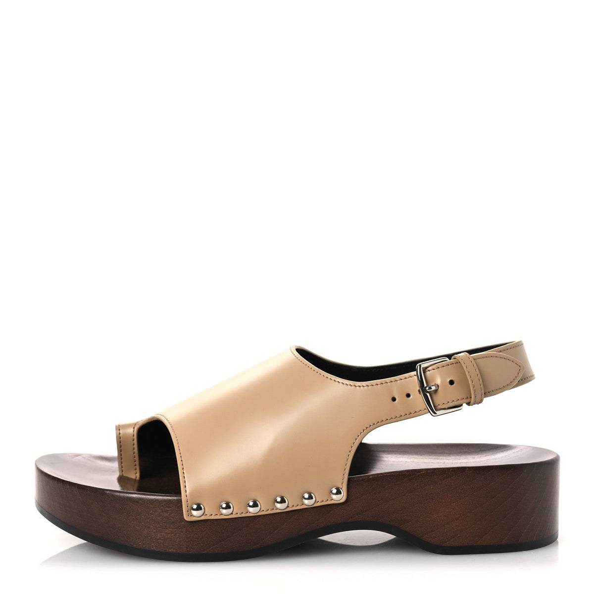 Hermes Glazed Calfskin Women's Klay Clog 40 Beige Naturel