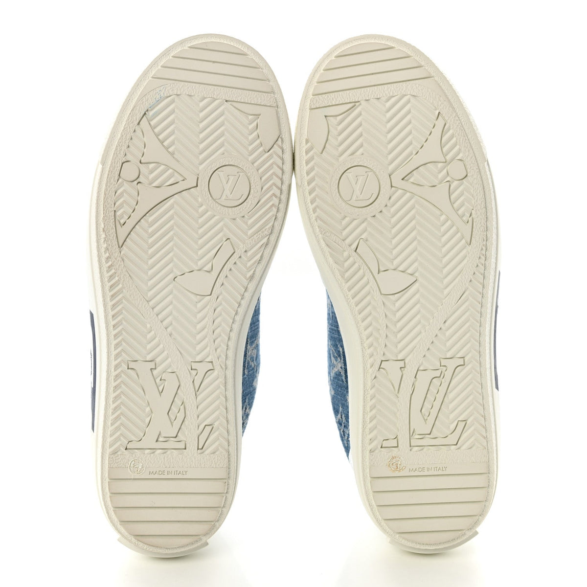 Louis Vuitton Calfskin Monogram Denim Women's Charlie Sneakers 40 White Blue