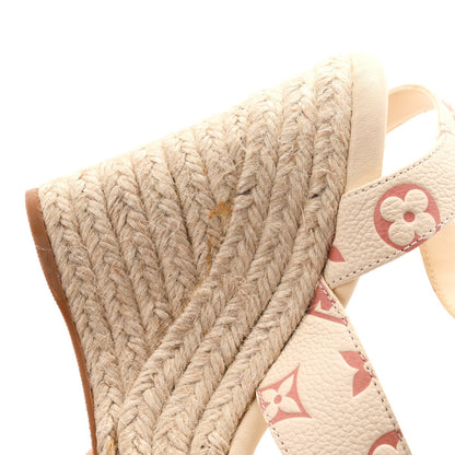 Louis Vuitton Empreinte Monogram Women's Starboard Espadrille Wedge Sandals 37 Creme Rose Trianon
