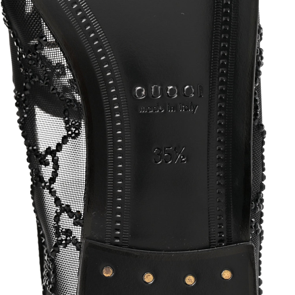 Gucci Tela Retino Kid Scamosciato Women's Jordaan Loafers 35.5 Black