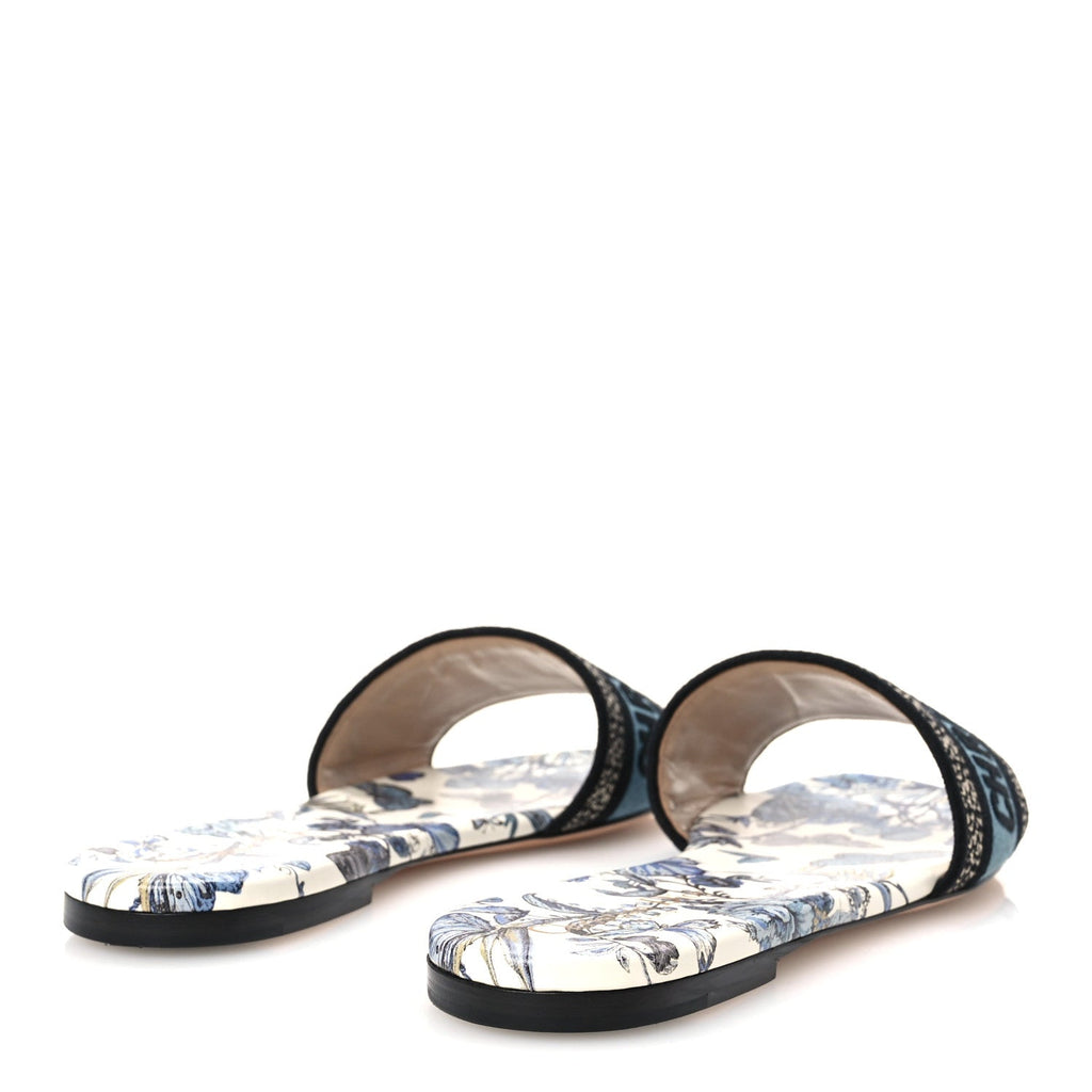 Christian Dior Canvas Women's Butterfly Dway Slide Sandals 40 White Blue