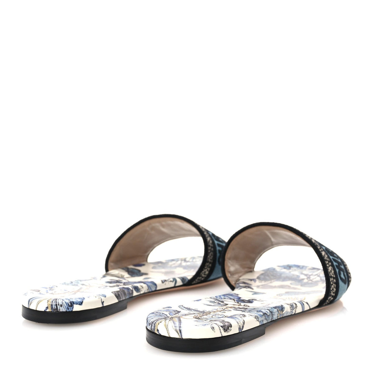 Christian Dior Canvas Women's Butterfly Dway Slide Sandals 40 White Blue