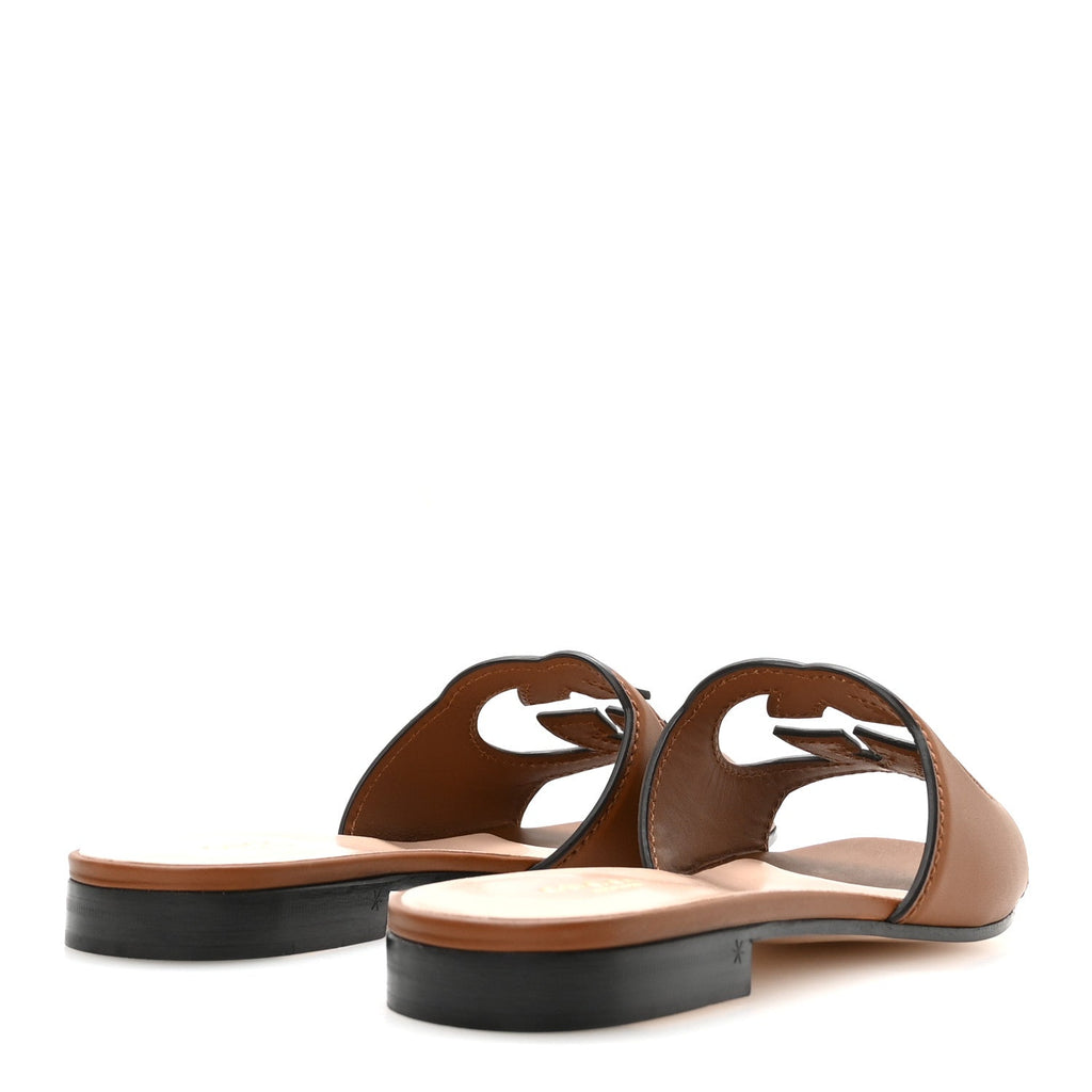 Gucci Softy Calfskin Women's Interlocking G Slide Sandals 36.5 Cuir