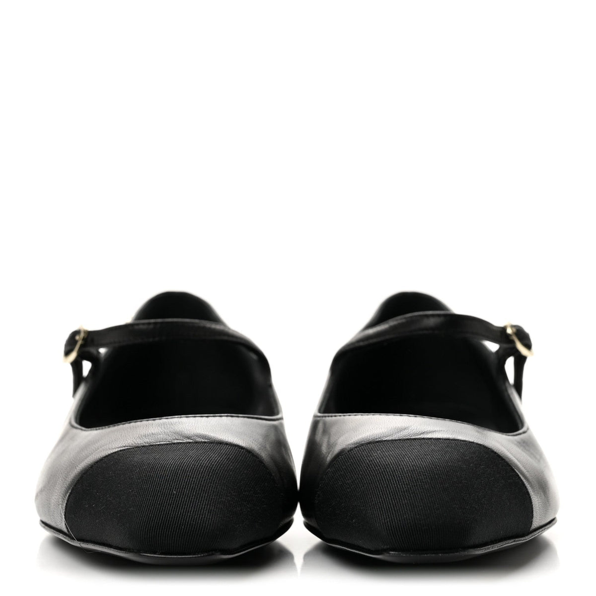 Chanel Lambskin Grosgrain Cap Toe Women's CC Mary Jane Flats 39.5 Black