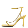 Bottega Veneta Lambskin Stretch Chain Strap 90mm Women's Sandals 41 Buttercup