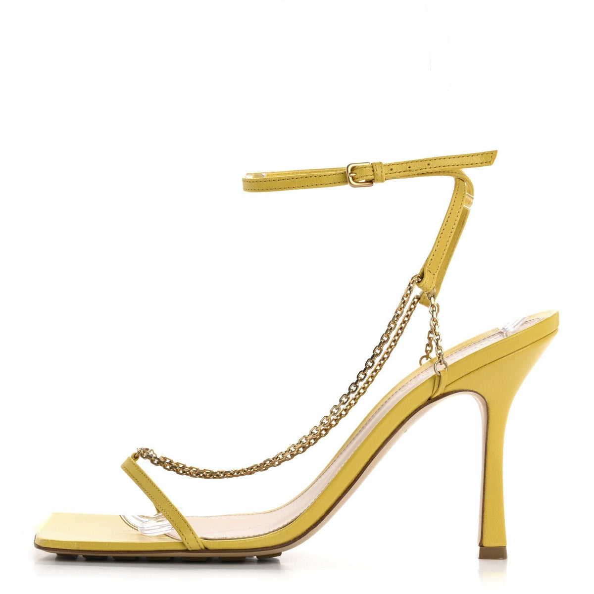 Bottega Veneta Lambskin Stretch Chain Strap 90mm Women's Sandals 41 Buttercup