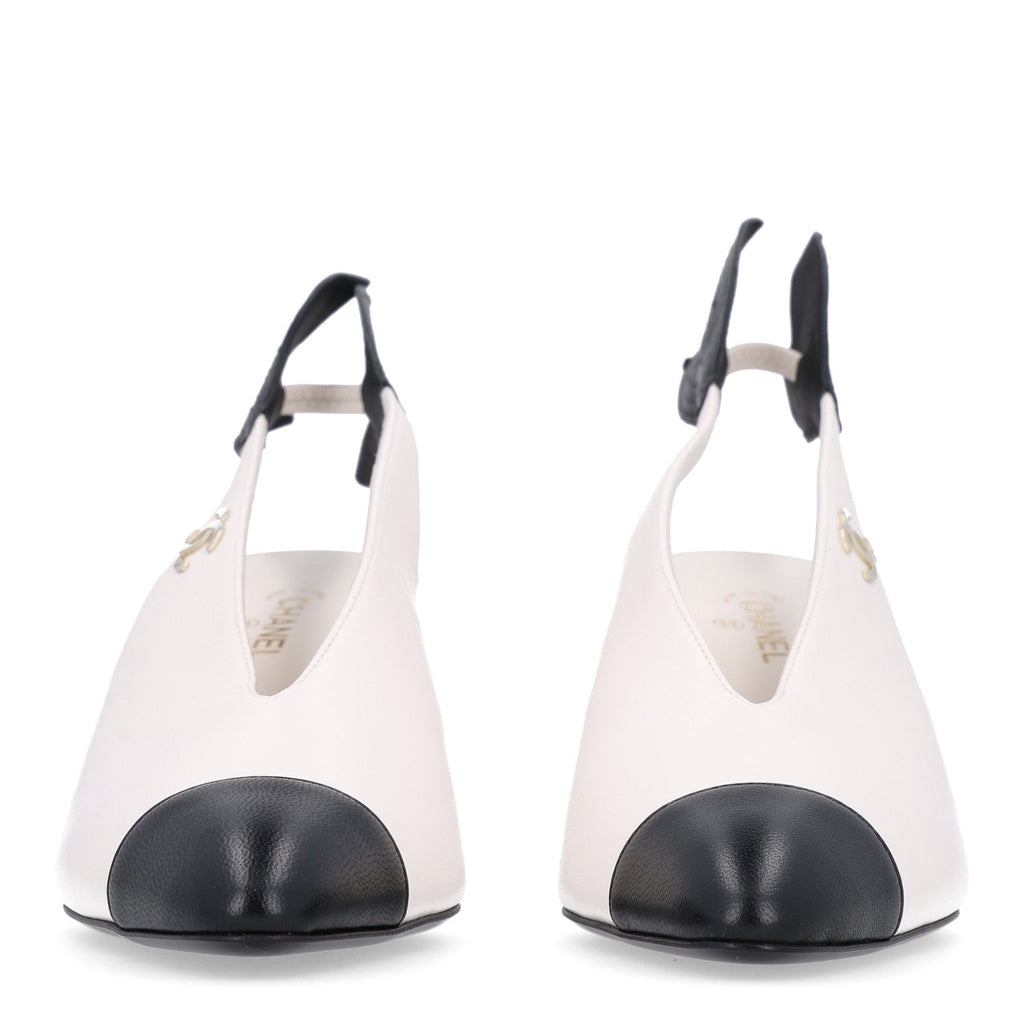 Chanel Lambskin Cap Toe Women's Slingback Pumps