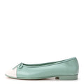 Lambskin CC Cap Toe Ballerina Flats Light Green White