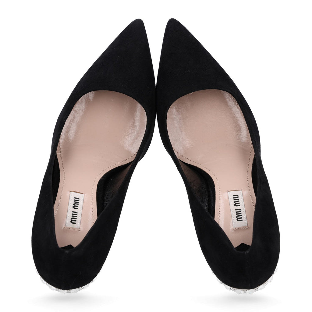 Miu Miu Suede Women's Crystal Pumps 37 Black