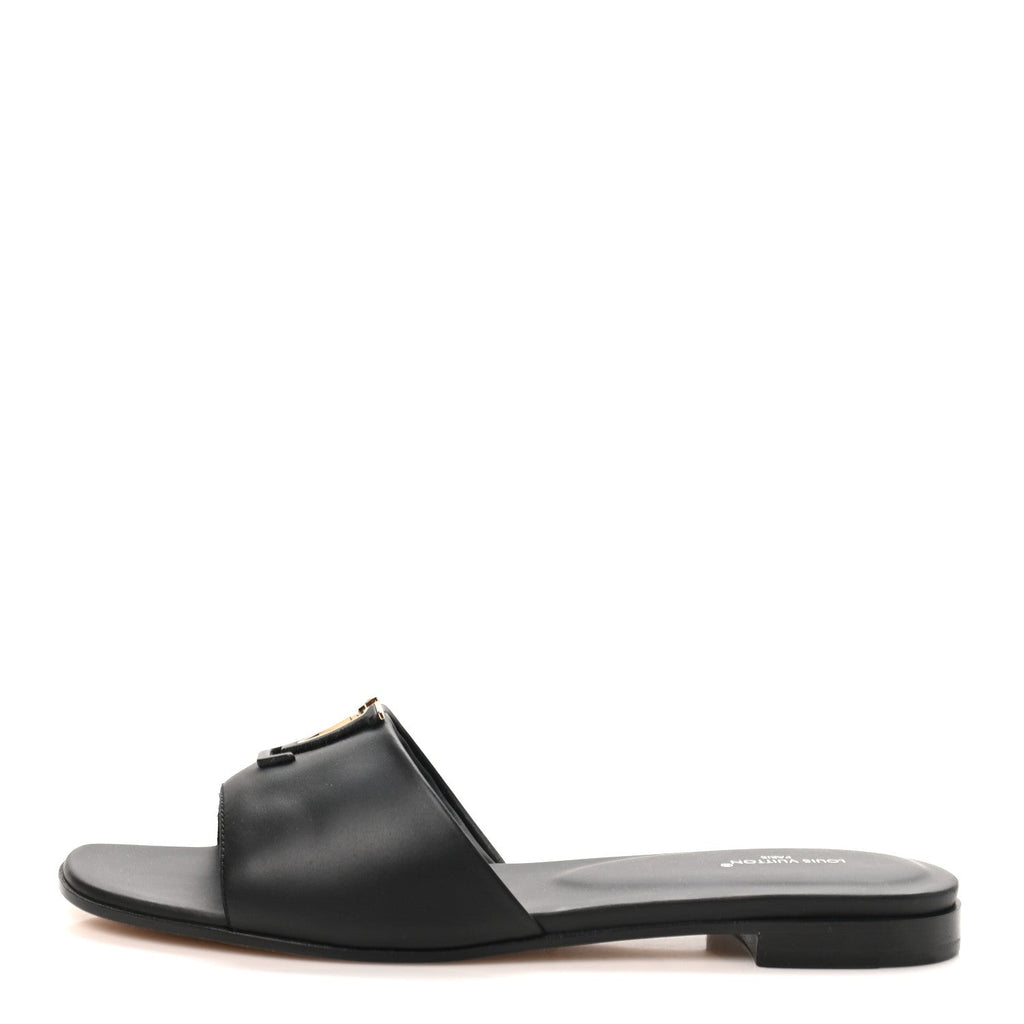 Louis Vuitton Calfskin Women's LV Mare Flat Mules 37.5 Black