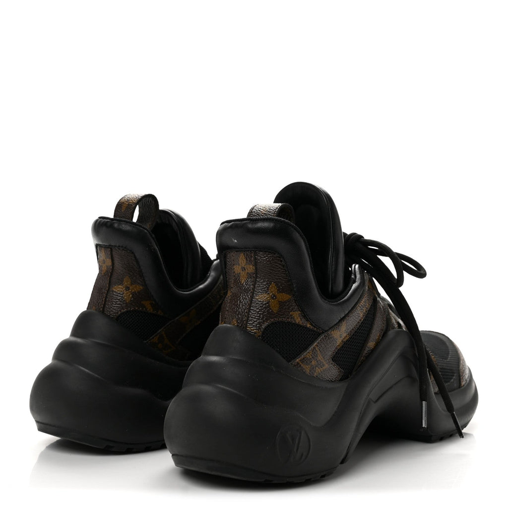 Louis Vuitton Calfskin Patent Monogram Women's LV Archlight Sneakers 37.5 Black