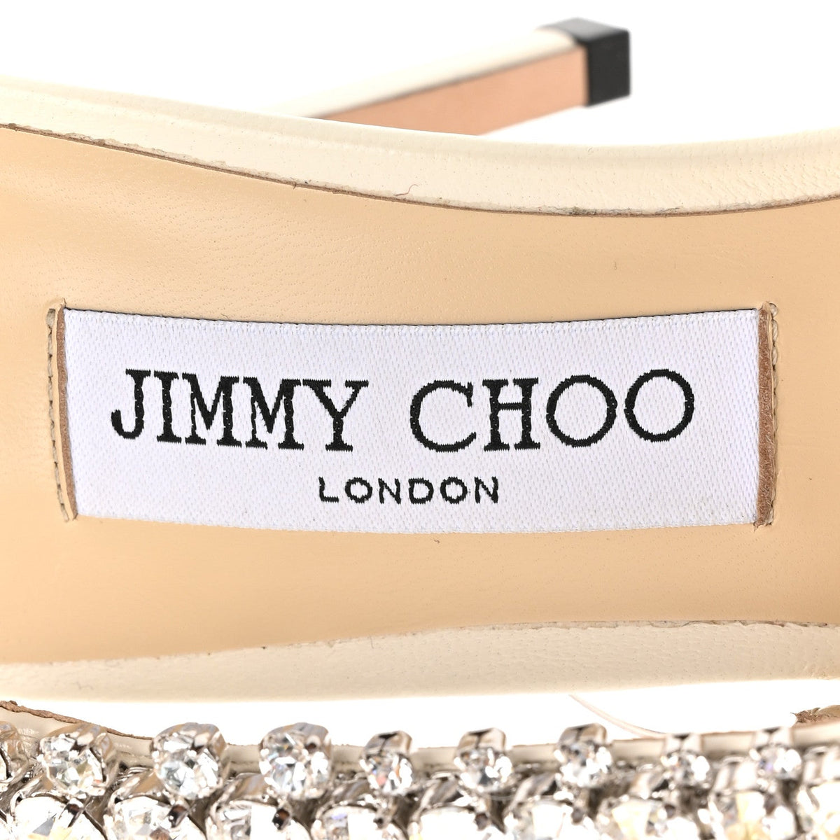 Jimmy Choo Nappa Crystal Women's Josefine 100 Sandals 39 Latte